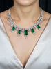 GRS Certified 48.68 Carat Total Colombian Green Emerald Drop Necklace with Mixed Cut Diamonds in White Gold