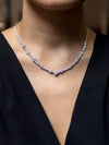 8.71 Carat Total Mixed Cut Diamond Tennis Necklace in White Gold