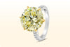 GIA Certified 10.02 Carat Round Cut Fancy Intense Yellow Diamond Pave Engagement Ring in Two Tone