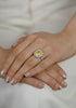 GIA Certified 5.66 Carat Radiant Cut Fancy Yellow Diamond Halo Engagement Ring in Platinum