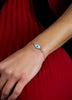 0.22 Carat Total Round Cut Diamond Mother of Pearl Evil Eye Bracelet in White Gold