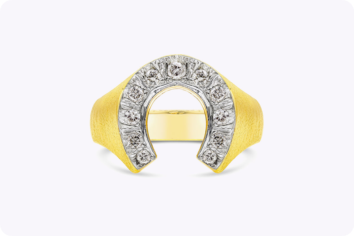 0.40 Diamonds on Yellow Gold Horseshoe Design Ring Roman Malakov