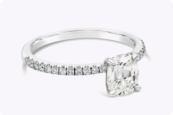 romantic cushion cut diamond ring