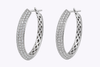 2.89 Carats Total Round Brilliant-Cut Diamond Pave-Set Hoop Earrings in White Gold