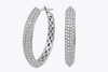 2.89 Carats Total Round Brilliant-Cut Diamond Pave-Set Hoop Earrings in White Gold