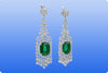 55.01 Carat Total Green Emerald and Mixed Cut Diamond Chandelier Earrings in White Gold