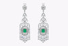 45.76 Carats Total Green Emerald & Mixed-Cut Diamond Chandelier Earrings in White Gold