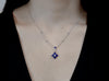 1.60 Carat Blue Sapphire Flower Pendant Necklace in White Gold