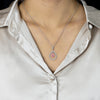0.30 Carats Pear Shape Fancy Purple Pink Diamond Double Halo Pendant Necklace in Rose Gold and Platinum