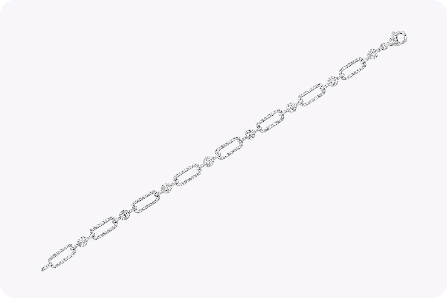 2.01 Carats Total Brilliant Round Cut Diamond Open-Work Design Link Bracelet in White Gold