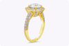 GIA Certified 1.99 Carats Brilliant Round Cut Diamond halo Engagement Ring with Side Stones in Yellow Gold