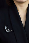 Mixed Cut Diamond Leaf Design Brooch in Platinum (9.41 TCW)