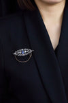 Antique Victorian 6.50 Carats Sapphire & Diamond Silver-Topped Gold Brooch