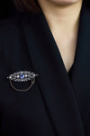 Antique Victorian 6.50 Carats Sapphire & Diamond Silver-Topped Gold Brooch