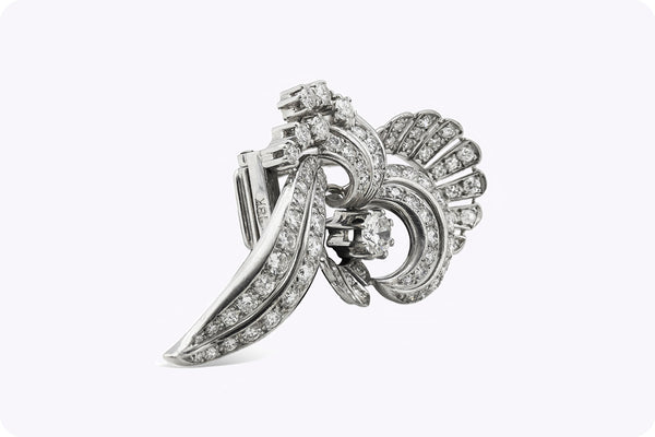 4.07 Carat Total Round Diamond Antique Style Brooch