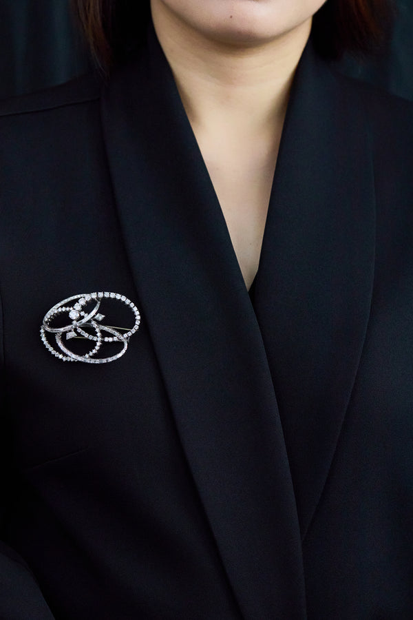 Diamond Intertwined Ovals Brooch