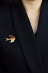 Angel Fish Diamond Brooch in Enamel & Yellow Gold