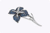 5.54 Carat Blue Sapphire and Diamond Flower Brooch