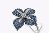5.54 Carat Blue Sapphire and Diamond Flower Brooch