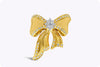 1.01 Carats Total Brilliant Round Diamond Ribbon Bow Tie Brooch in Yellow Gold