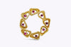 0.60 Carat Round Ruby Coral Reef Design Antique Brooch in Yellow Gold