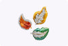 0.85 Carats Total Round Diamond, Yellowish and Orange Enamel Leaf Design Brooch in Yellow Gold and Platinum