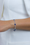 Cushion Cut Sapphire Tennis Bracelet  in White Gold