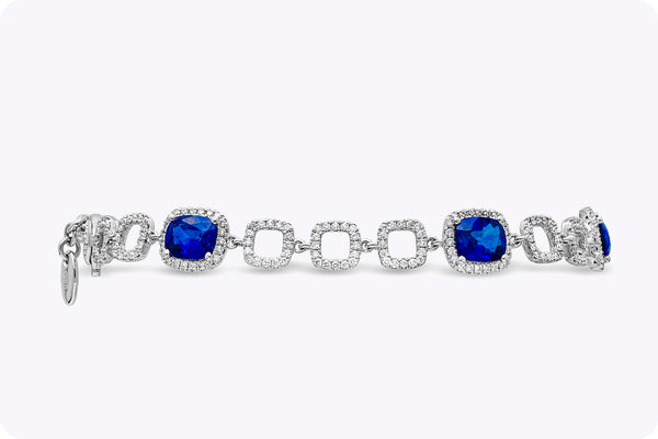 5.09 Carats Total Cushion Cut Sapphire Tennis Bracelet