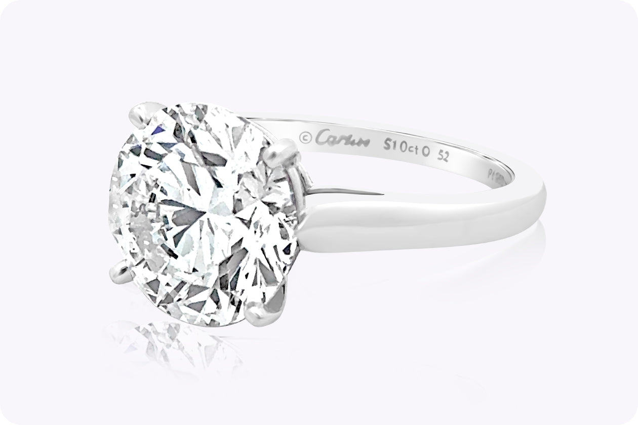 1895 Cartier 5.10 Carats Round Brilliant Cut Diamond Engagement Ring in Platinum