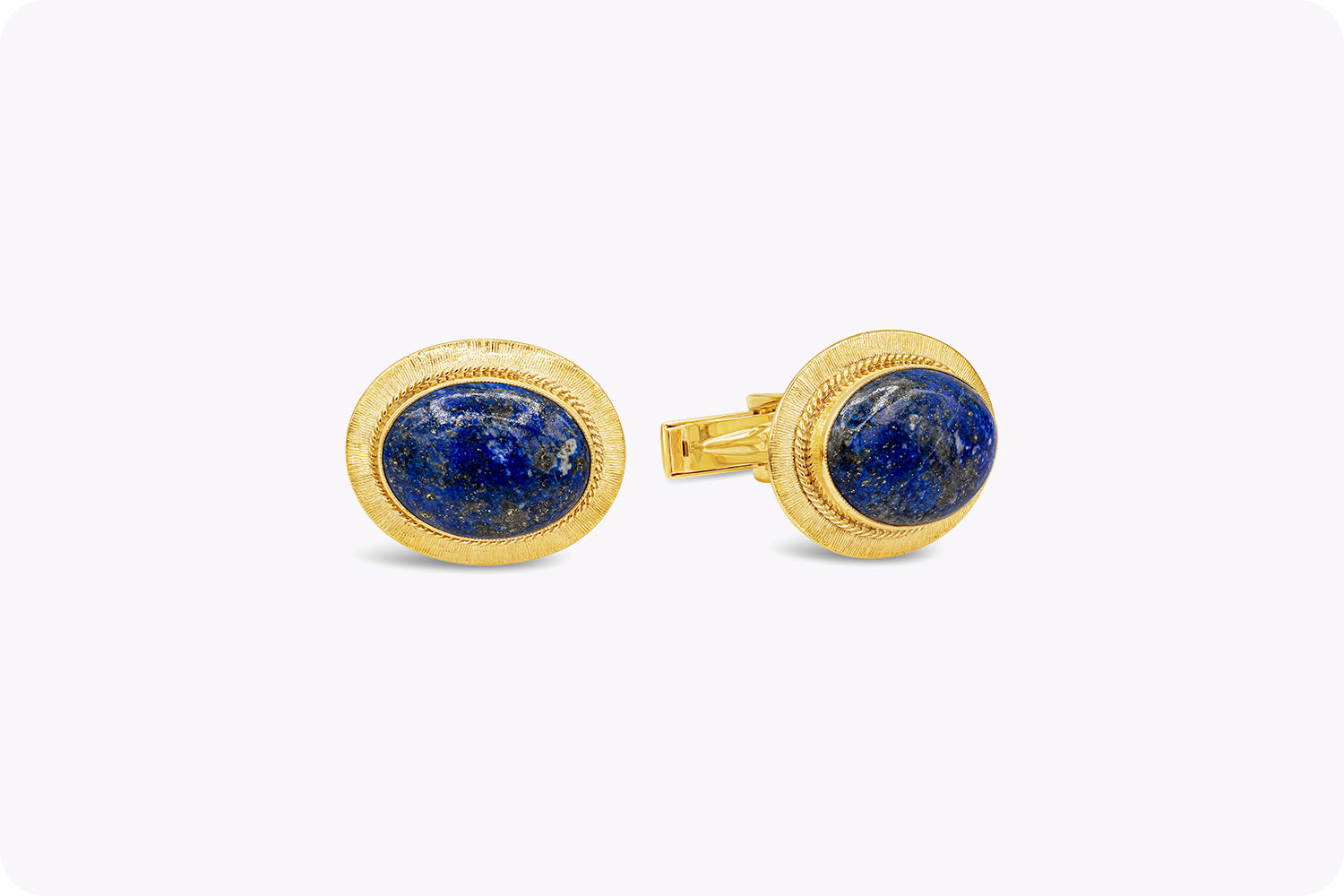 Oval Lapis Lazuli in 14 Karat Yellow Gold Cufflinks