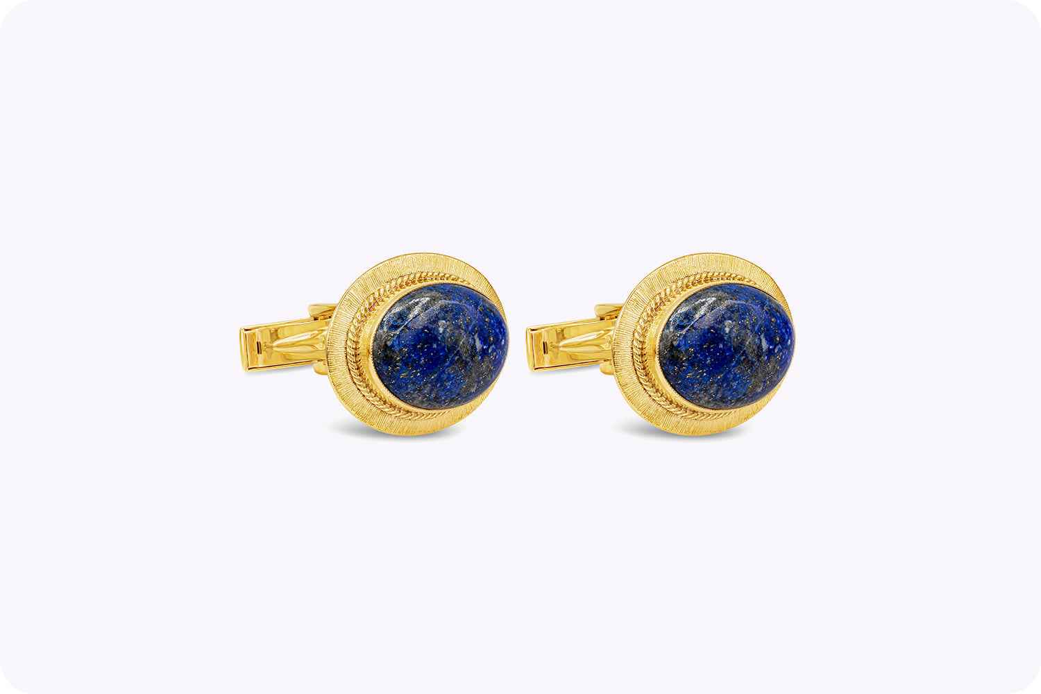 Oval Lapis Lazuli in 14 Karat Yellow Gold Cufflinks