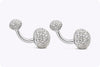 6.08 Carats Total Diamond Encrusted Rounded Face White Gold Cufflinks