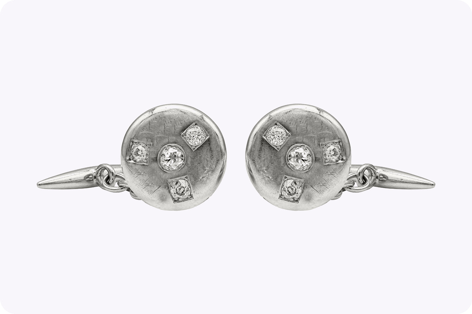 1 Carat Antique Old European Cut Diamond Round Cufflinks in White Gold