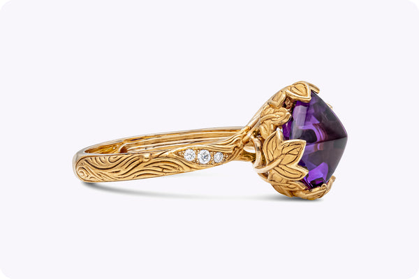 Carrera y Carrera Lia Ring 2.77 Carats Sugarloaf Amethyst & Diamond in Yellow Gold