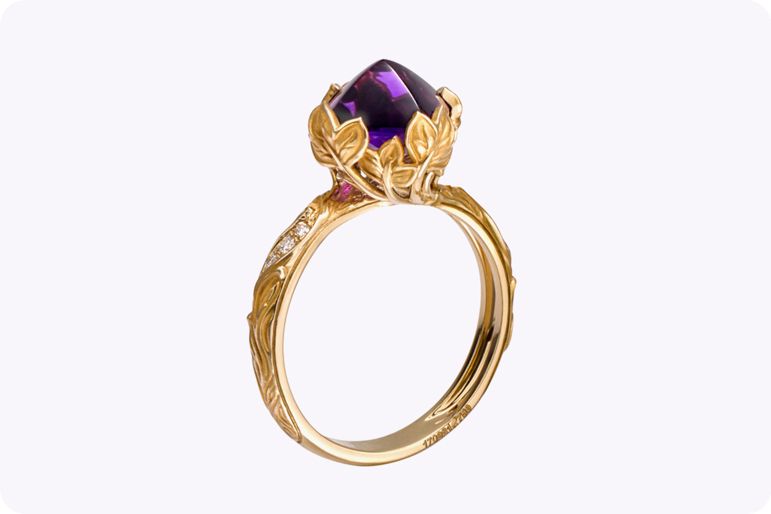 Carrera y Carrera Lia Ring 2.77 Carats Sugarloaf Amethyst & Diamond in Yellow Gold