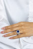 5.05 Carats Cushion Cut Blue Sapphire with Diamond Halo Engagement Ring in White Gold
