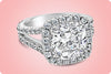 GIA Certified 4.11 Carat Cushion Cut Diamond Halo Engagement Ring in White Gold