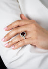 6.92 Carat Cushion Cut Red Spinel & Diamond Halo Cocktail Ring in Platinum