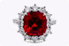 6.92 Carat Cushion Cut Red Spinel & Diamond Halo Cocktail Ring in Platinum