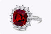 6.92 Carat Cushion Cut Red Spinel & Diamond Halo Cocktail Ring in Platinum