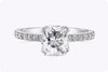 GIA Certified 1.54 Carats Cushion Cut Diamond French Pave Engagement Ring in White Gold