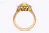 GIA Certified 1.01 Carats Cushion Cut Fancy Yellow Diamond Double Halo Engagement Ring in Yellow Gold and Rose Gold