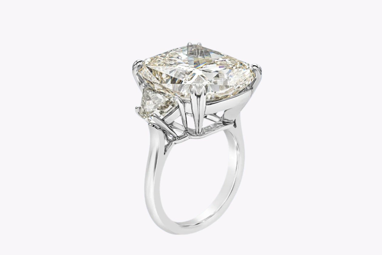 Cushion cut diamond engagement ring in platinum