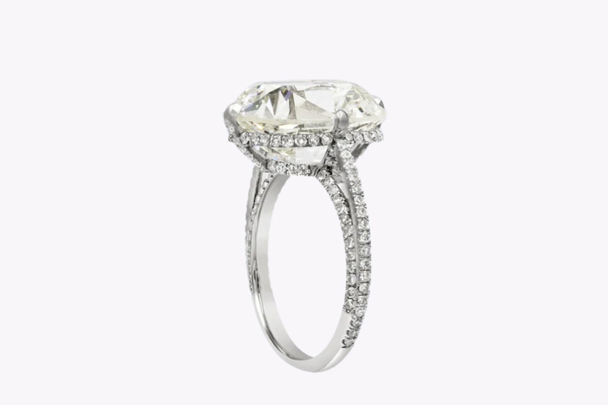 8.94 Old Mine Cushion Diamond Pave Engagement | Roman Malakov