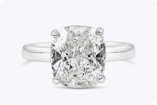 GIA Certified 4.01 Carats Cushion Cut Diamond Solitaire Engagement Ring in Platinum