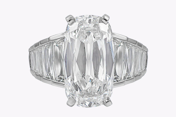 GIA Certified 5.60 Carats Elongated Cushion Cut Diamond Engagement Ring in Platinum