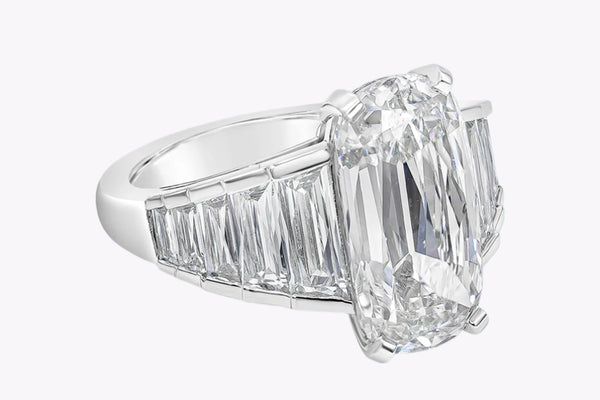 GIA Certified 5.60 Carats Elongated Cushion Cut Diamond Engagement Ring in Platinum