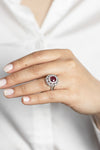 1.69 Carats Cushion Cut No-Heat Burmese Ruby with Diamond Halo Engagement Ring in Platinum
