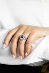 1.69 Carats Cushion Cut No-Heat Burmese Ruby with Diamond Halo Engagement Ring in Platinum