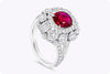 1.69 Carats Cushion Cut No-Heat Burmese Ruby & Diamond Halo Engagement Ring in Platinum